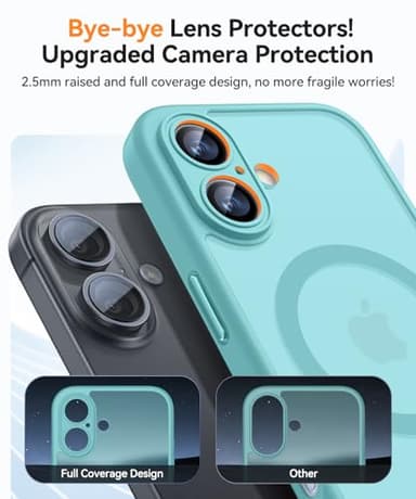 CANSHN Magnetic for iPhone 16 Plus Case, Upgraded [Full Camera Protection] [Compatible with Magsafe] [Translucent Matte] Shockproof Protective Phone Case for iPhone 16 Plus - Teal - Image 4