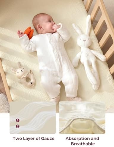 Momcozy Best Wishes Muslin Standard Fitted Crib Sheets, 52"x28", 2 Pack Soft Breathable Natural Cotton Baby Mattress Sheet, 360° Mattress Wrapping Boys Girls Neutral Toddler Bed Sheet, Bravery Giraffe - Image 5