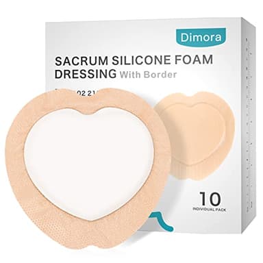 Dimora 10 Pack Wound Dressing Sacrum Foam Bandages Silicone Adhesive Border 7"x7" Waterproof Sacral Pads Absorbent Breathable Bed Sore Pressure Dressing - Image 1