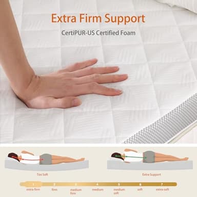 Extra Firm Mattress Topper Twin XL Size 3 Inch, Pain Relieving Foam Bed Topper for Extra Support, High-Density Foam Mattress Pad with Removable Cover, No Smell, CertiPUR-US Certified, 80" x 38" - Image 4