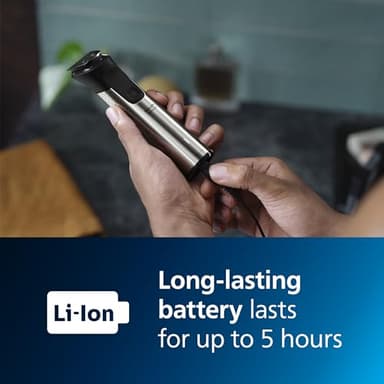 Philips Norelco Multigroom 7000 Series, All-in-One Trimmer, Beard Trimmer and Hair Clipper, 23-Piece Men's Grooming Kit for Beard, Face, Nose, Ear, Body, with Titanium Blades, Travel Pouch, MG7970/49 - Image 5