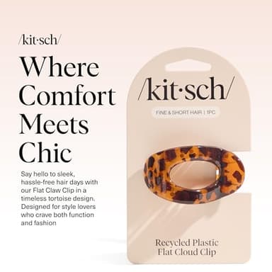 Kitsch Small Flat Claw Clips for Women - Stylish Flat Hair Clips, Strong Hold for Thick & Fine Hair | Non-Slip for Secure, Comfortable All-Day Wear | Ideal Gifts for Women -Tortoise Design - Image 2