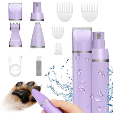 Veeconn Dog Grooming Clippers Kit-Electric Rechargeable Cat Trimmer Tools-Cordless Quiet Pet Nail Paw Grinder-4 in 1 Multifunctional Low Noise Shaver-Razor for feet Face Ears Toenail Eye - Image 1