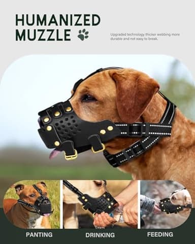 Dog Muzzle, Leather Basket Soft Muzzles Medium Large Breeds, Pitbull Dog Muzzle Amstaff Staffordshire Terrier, German Shepherd Dalmatian Doberman Adjustable (L) - Image 5