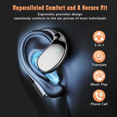 AI Language Translation Earbuds,Real-Time Translation Earbuds,144 Language & Accent Bluetooth Translator Device for Travel Business Learning Secure Fit Compact Design - Image 3