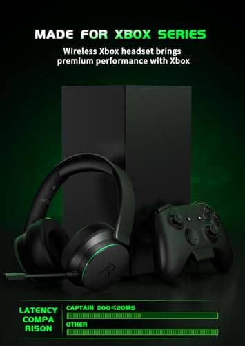 RYR Wireless Gaming Headset for Xbox Series X|S, Xbox One, PS5, PS4, Mac, Bluetooth 5.3, 3D Surround Sound, Rotatable Earmuffs, Gaming Headphones with Noise Canceling Microphones-Blackgreen - Image 6