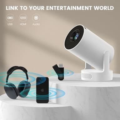 Mini Portable Projector with Wifi6 and Bluetooth, 4K Projector Support 5w Sound Base Speaker, 160 ANSI, Android 11, Auto Vertical Keystone 210°Rotatable Proyector for Home Bedroom Outdoor HY300 ULTRA - Image 7