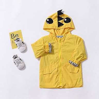 YOUNGER TREE Toddler Baby Boy Girl Duck Raincoat Cute Cartoon Hoodie Zipper Coat Outfit (Dinosaur, 3T) - Image 2