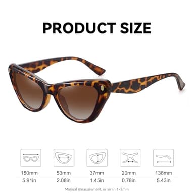 Fozono Trendy Retro Cat Eye Sunglasses for Women Classic Stylish 90s Vintage Cute Shades Designer Sunnies UV400 Lens Leopard Frame/Gradient Brown Lens - Image 3