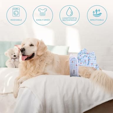 Avont 3 Pack Washable Female Dog Diapers, Reusable Period Diapers Cover for Girl Doggies Heat Cycle, Incontinence -Strawberry/Orange/Cherry(XL) - Image 6