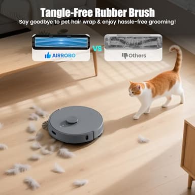 AIRROBO T25+ Robot Vacuum and Mop Combo, 5500Pa Suction, Pet Area Smart Boost, Carpet Detection, Tangle-Free Brush, LDS Mapping, APP Control, 3.5L Self-Empty Bin for Hard Floors, Carpets, Pet Hair - Image 3