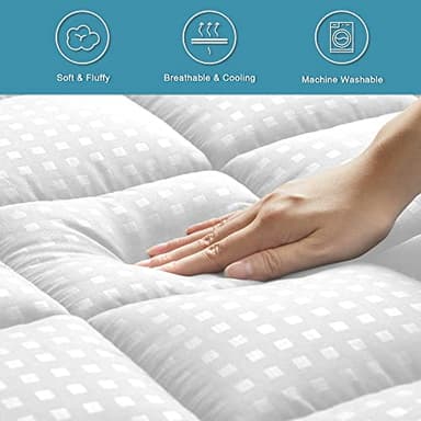 HYLEORY Twin XL Mattress Pad Quilted Fitted Mattress Protector Cooling Pillow Top Mattress Cover Breathable Fluffy Soft Mattress Topper with 8-21" Deep Pocket - Image 5