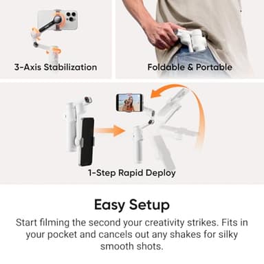 Insta360 Flow 2 Pro Creator Bundle White - Foldable AI Phone Gimbal, Apple DockKit, 360º Pan Tracking, Free Tilt Mode, Built-In Tripod/Selfie Stick, Portable Vlog/Travel Stabilizer, Spotlight, MagSafe - Image 4
