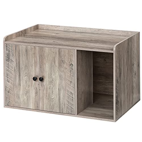 Feandrea Litter Box Enclosure, Cat Litter Box Furniture Hidden, with Front Entry, Modern Cat House for Indoor Cat, Kitty, Side End Table, 32.4 x 20.9 x 19.7 Inches, Greige UPCL001G01 - Image 1