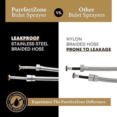 Purrfectzone Bidet Sprayer for Toilet, Handheld Sprayer Kit, Cloth Diaper Sprayer Set - Easy to Install - Stainless Steel - Image 3