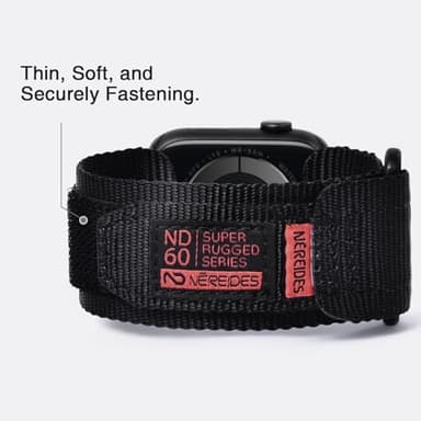 Nereides Compatible with Apple Watch Series 11 Band Series 10/9/8/7/6/5/4/SE/SE2/SE3/Ultra 3/2/1, Nylon Sports Strap with Woven Design for 49mm/46mm/45mm/44mm (L, Black) - Image 5