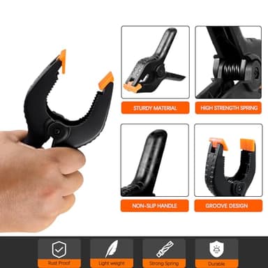 4.5 Inch Spring Clamps Heavy Duty, 10 Pack Spring Clips, Backdrop Clips Clamps for Crafts Woodworking Photography - Image 3