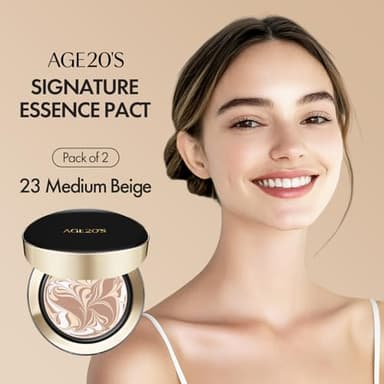 AGE20'S Signature Essence Pact SPF 50+ | Pack of 2 | 23 Medium Beige | Cream Foundation, Dewy Finish, Natural Coverage | Korean Cushion Foundation - Image 9
