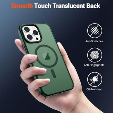 SUPFINE Magnetic for iPhone 13 Pro Max Case (Compatible with MagSafe) (Military Grade Drop Protection) Translucent Matte Shockproof Phone Case,Forest Green - Image 6