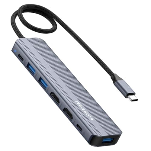 Glomtheia USB C Hub Docking Station Dual Monitor for Laptop, MacBook Air/Pro Dock Adapter Multiport Dongle with 2 HDMI Ports 4K 60Hz, 100W PD Charging, 3 USBA 3.0 & USBC - Image 1