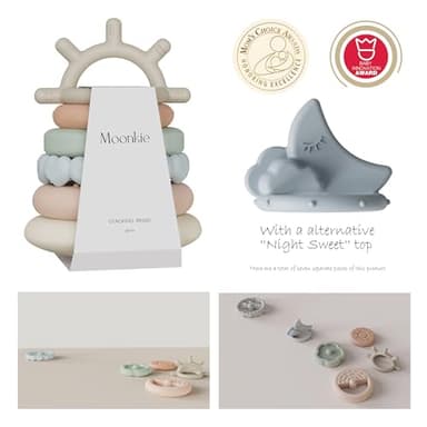 Moonkie Stacks of Circles Soft Teething Toy | Educational Learning Baby Toy | Stacking Ring Toys for Babies Boy and Girl | 7 Piece Teethers Set - Image 6