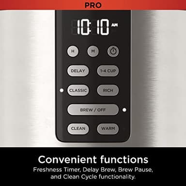 Ninja 14 Cup , Programmable Coffee Maker XL Pro with Permanent Filter, 2 Brew Styles Classic & Rich, 4 Programs Small Batch, Delay Brew, Freshness Timer & Keep Warm, Stainless Steel, DCM201 - Image 6