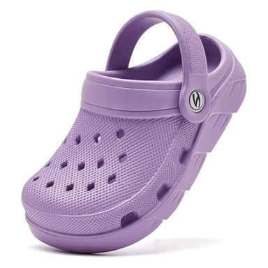 HOBIBEAR Kids Garden Clogs Toddler Sandals for Boys Girls Slipper Beach Water Shoes Slip on (Toddler/Little/Big Kids)(11 Little Kid,Light Purple) - Image 1