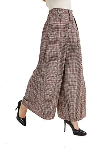 Tronjori Women High Waist Casual Wide Leg Long Palazzo Pants Trousers Regular Size(XL, Multi Check Short) - Image 1
