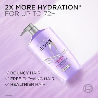 L'Oreal Paris Elvive Hyaluron Plump Shampoo and Conditioner Set for Dehydrated, Dry Hair with Hyaluronic Acid Care Complex, 1 Kit (2 Products) - Image 8