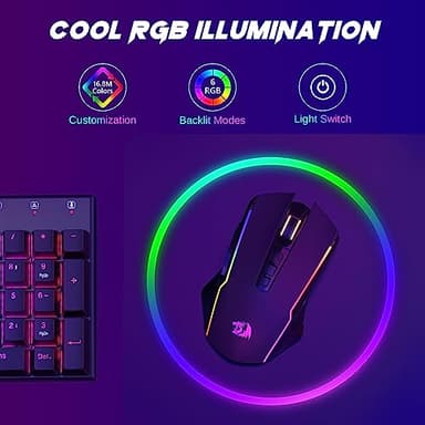 Redragon Wireless Gaming Mouse, Tri-Mode 2.4G/USB-C/Bluetooth Mouse Gaming, 12000 DPI, RGB Backlit, Fully Programmable, Rechargeable Wireless Computer Mouse for Laptop PC Mac, Black - Image 3
