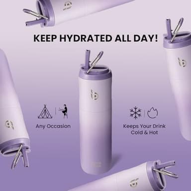 BOTTLE BOTTLE Insulated Water Bottle 24oz with Straw Lid and Handle for Sports Travel Gym Stainless Steel Water Bottles Double-Wall Vacuum Metal Leak Proof BPA-Free (purple gradient) - Image 5