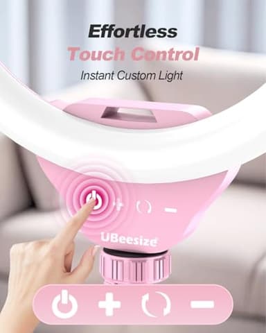 UBeesize 12'' Selfie Ring Light with 62’’ Tripod Stand for Video Recording, Live Streaming(YouTube, Instagram, TIK Tok), Compatible with Phones, Cameras and Webcams Pink - Image 2