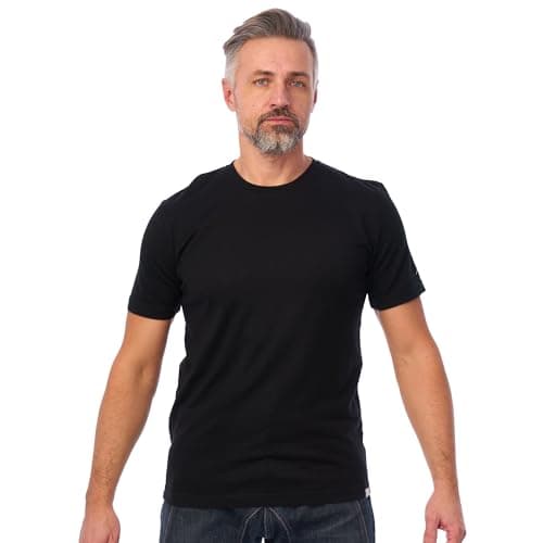 Merino Wool T-Shirt Mens - Short Sleeve Merino Wool Shirts for Men Sport Lightweight Thermal Base Layer Hiking Tshirt (Large, Coal Black) - Image 1