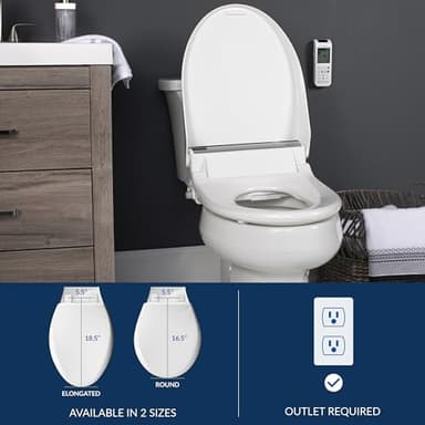 Bio Bidet BB2000 Bliss Electric Bidet Toilet Seat, Warm Water with Air Dryer, Heated Seat with Sensor and Slow Close Lid, Night Light, Remote Control, Elongated, White - Image 7