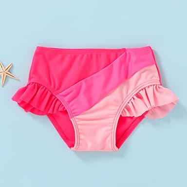 YOUNGER TREE Toddler Girls Two Pieces Swimsuit Color Block Stripe Swimwear Summer Beach Bathing Suit (Pink 3-4T) - Image 4