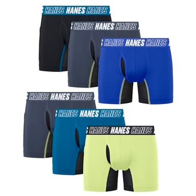 Hanes Boys' Moves Boxer Brief Underwear, Anti-Chafe Boxer Briefs for Boys, 6-Pack - Image 1