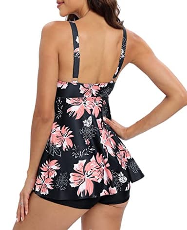 SEAFORM Women's Tankini Bathing Suits Two-Piece Tummy Control Swim Dress High Waist Printing Padded Swimsuits with Boyshorts - Image 3