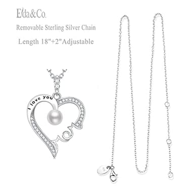 Christmas Jewelry Birthday Gifts for Mom Wife June Birthstone White Pearl Jewelry I Love You Mom Heart Pendant Sterling Silver Necklace Mother - Image 5