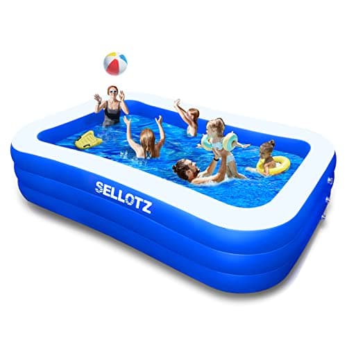 SELLOTZ Inflatable Pool for Kids and Adults, 120" X 72" X 22" Oversized Thickened Family Swimming Pool for Toddlers, Outdoor, Garden, Backyard, Summer Water Party - Image 1