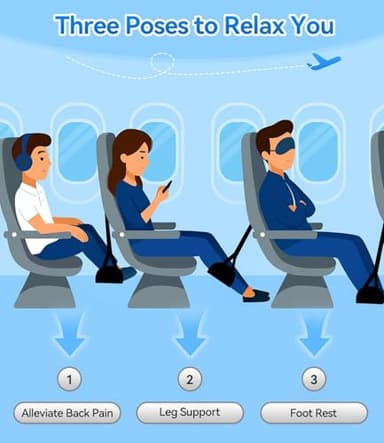 Ergonomic Airplane Foot Hammock(Memory Foam)-Ultimate Comfort Foot Hammock for Plane Travel Essentials to Relax Your Feet, Portable Airplane Foot Rest with Adjustable Strap, Perfect for Long Flight - Image 3