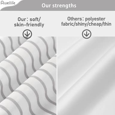 Awellife Boho Gray Shower Curtain for Bathroom Stripe Tassel Shower Curtain 60 X 72 Inches Farmhouse Cotton Grey - Image 7