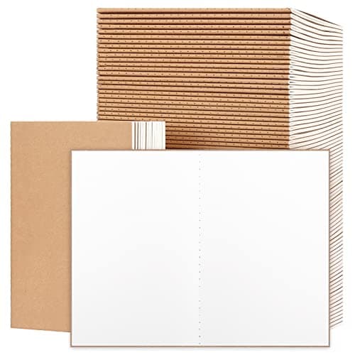 EOOUT 100pcs A5 Blank Kraft Notebooks, Journals in Bulk, Sketchbooks Bulk for Kids, 60 Pages, 80GSM, 8.3 X 5.5 Inch, Travel Journal Set, Travelers, Students and Office - Image 1