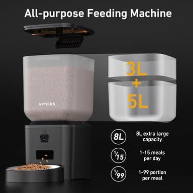 Automatic Dog & Cat Feeder with Camera & WiFi – 8L/34 Cups, 1080P Night Vision, 2.4 & 5G WiFi, 2-Way Talk, 10s Voice Recording, Timed Food Dispenser, Up to 99 Portions, 15 Meals Per Day - Image 2
