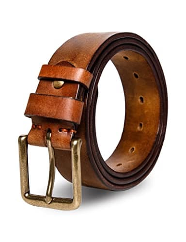wolksprong Thicken Full Grain Leather Mens Belt Heavy Duty Work Belt High Hardness Buckle Packed In Gift Box - Image 1
