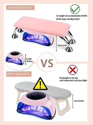 Big Arm Rest for Nails Cushion, Microfiber Leather Hand Rest for Nails Tech, Hand Rest Pillow for Nails Toenails, Detachable Nail Art Accessories Tool for Nails Tech (Pink) - Image 3