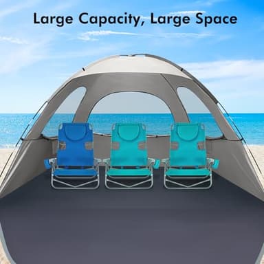 WhiteFang Beach Tent Anti-UV Portable Sun Shade Shelter for 8 Person, Extendable Floor with 3 Ventilating Mesh Windows Plus Carrying Bag, Stakes and Guy Lines (Baby's Breath) - Image 4