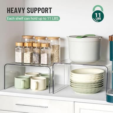 Clear Cabinet Organizer, Shelf Organizer Set of 2 for Kitchen Pantry Organizers and Storage, Display Cabinet Shelf Room Decor Countertop Desk Shelves, Patented Spice Organization for Cabinet - Image 3