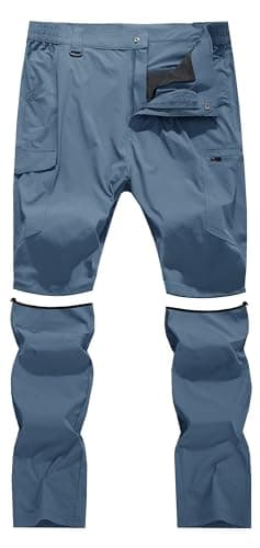 Men's Hiking Convertible Zip Off Pants Outdoor Waterproof Quick Dry Lightweight Fishing Safari Travel Cargo Work Pants Stone Blue 38 - Image 2