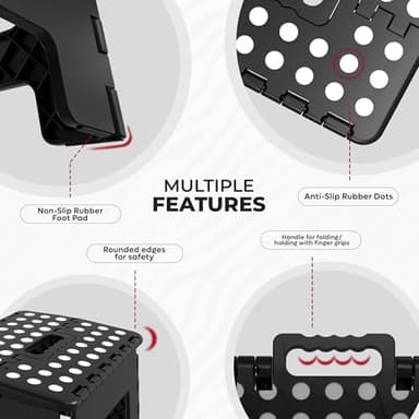 Utopia Home Folding Step Stool - (Pack of 2) Foot Stool with 9 Inch Height - Holds Up to 300 lbs - Lightweight Plastic Foldable Step Stool for Kitchen, Bathroom & Living Room (Black) - Image 4