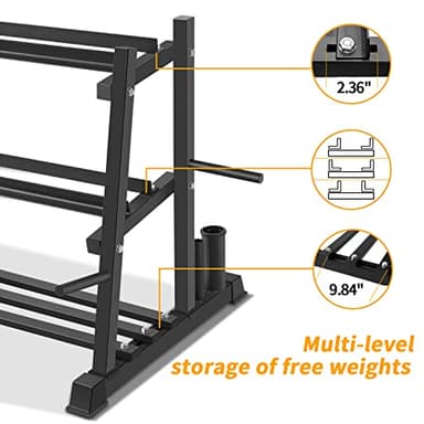 Dumbbell Rack, Bongkim Dumbbell Set with Rack Stand, Dumbbells Weights Rack for Home Gym, Weight Rack for Dumbbells, Kettlebells, and Weight Plates 1100LBS - Image 3